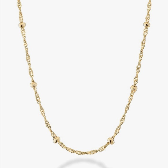 Italian 18K Gold - 925 Sterling Silver Singapore Bead Chain Station Necklace - Picture 1 of 12